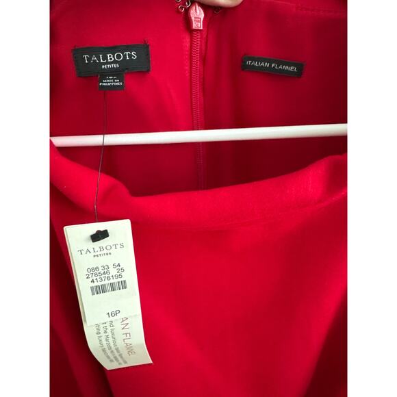 NWT Talbots Italian flannel red holiday sleeveless bateau neckline dress 16 p - Picture 13 of 15